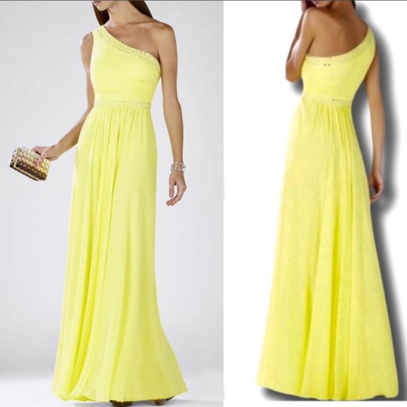 BCBGMaxAzria Danielle One Shoulder Embellished Gown - Picture 1 of 13
